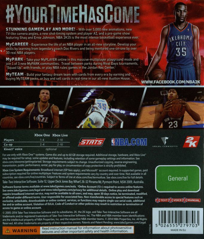 Back Cover for NBA 2K15 (Xbox One)