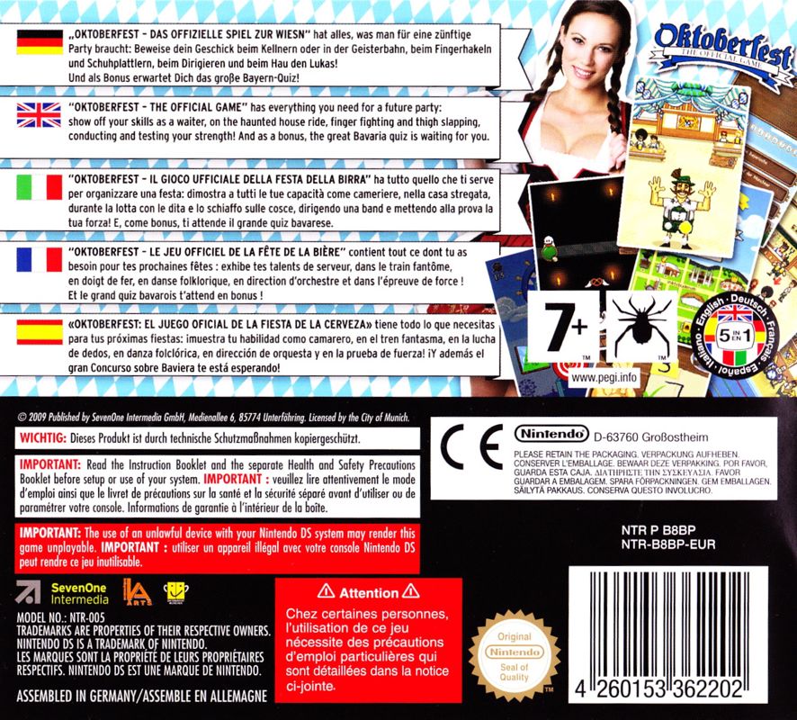 Back Cover for Oktoberfest: The Official Game (Nintendo DS)