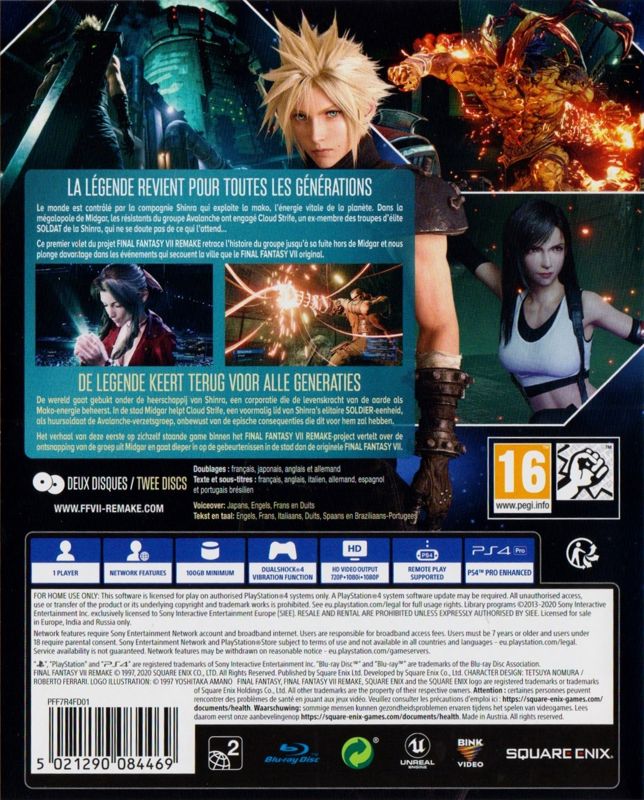 Final Fantasy VII: Remake cover or packaging material - MobyGames