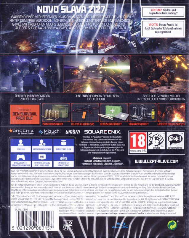Back Cover for Left Alive (Day One Edition) (PlayStation 4)