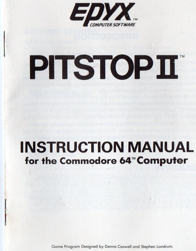 Manual for Pitstop II (Commodore 64)