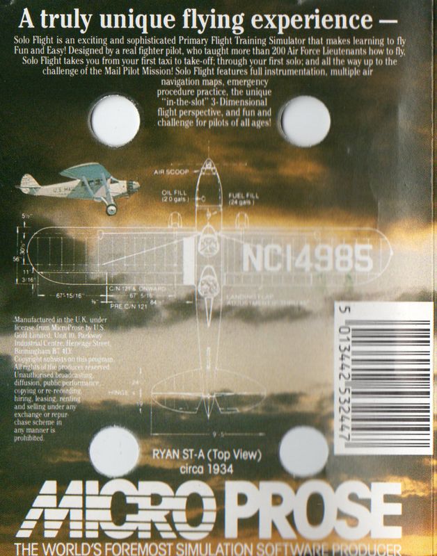 Back Cover for Solo Flight: 2nd Edition (Commodore 64)