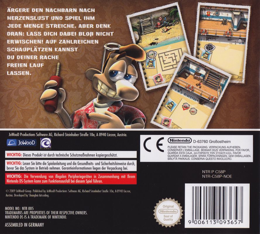 Back Cover for Neighbors from Hell: On Vacation (Nintendo DS)