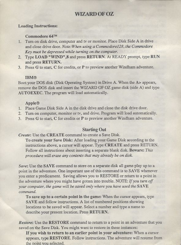 The Wizard of Oz cover or packaging material MobyGames