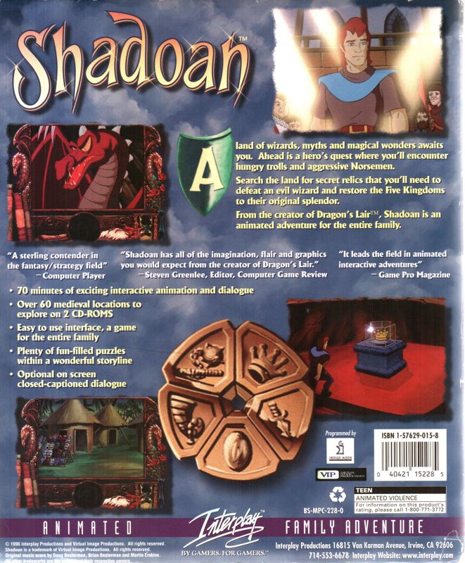 Back Cover for Kingdom II: Shadoan (DOS) (Original 1996 release)