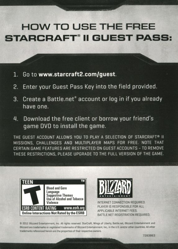 Extras for StarCraft II: Heart of the Swarm (Macintosh and Windows): Guest Pass 1&2 - Back