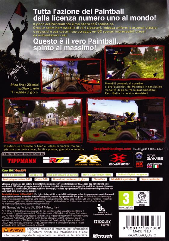 Back Cover for Greg Hastings Paintball 2 (Xbox 360)