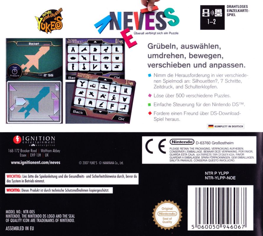Back Cover for Neves (Nintendo DS)