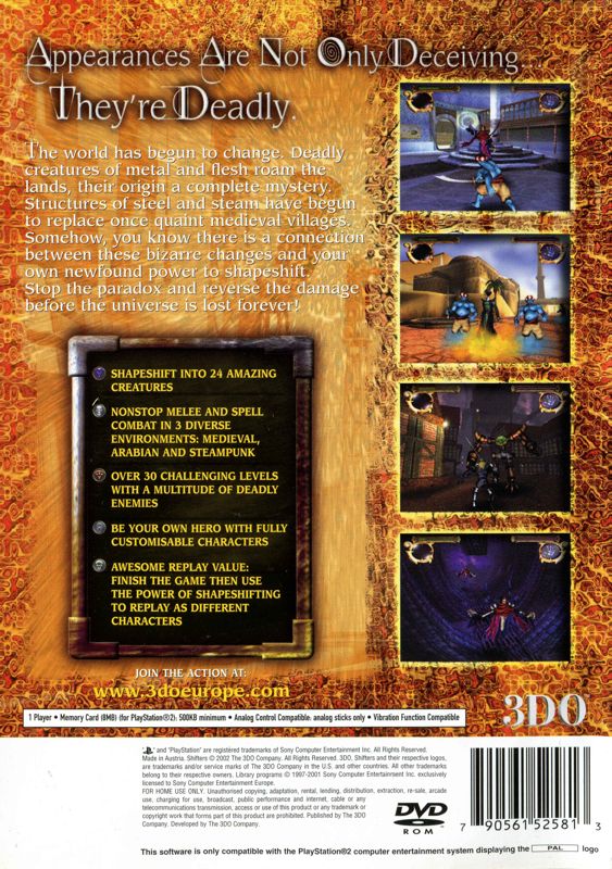 Back Cover for Shifters (PlayStation 2)