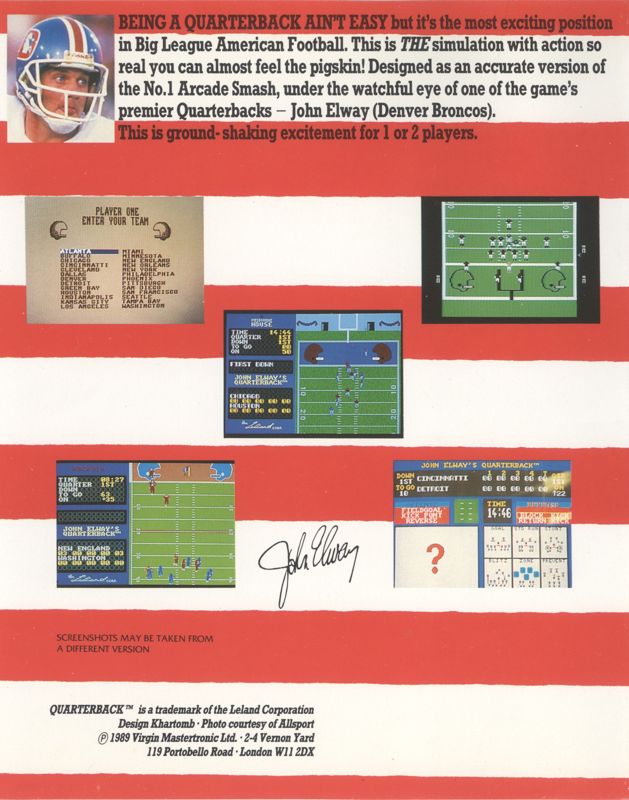 Back Cover for Quarterback (ZX Spectrum)