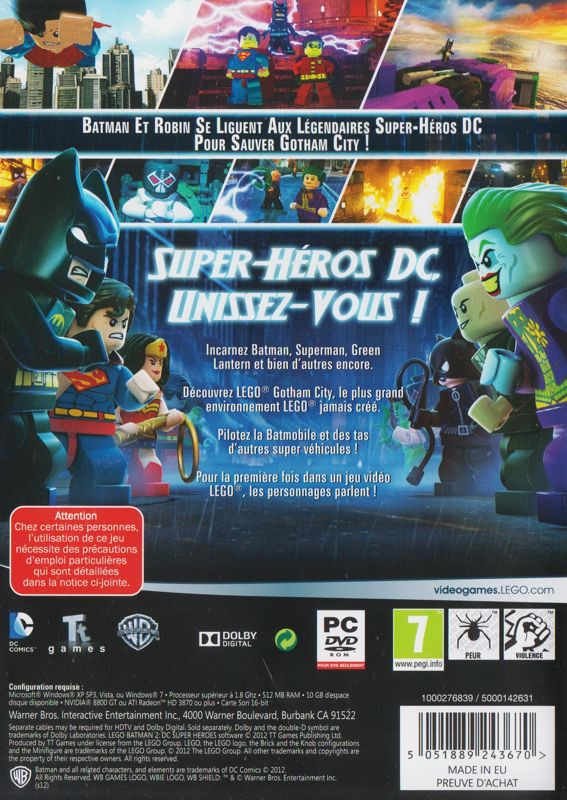 Back Cover for LEGO Batman 2: DC Super Heroes (Windows)