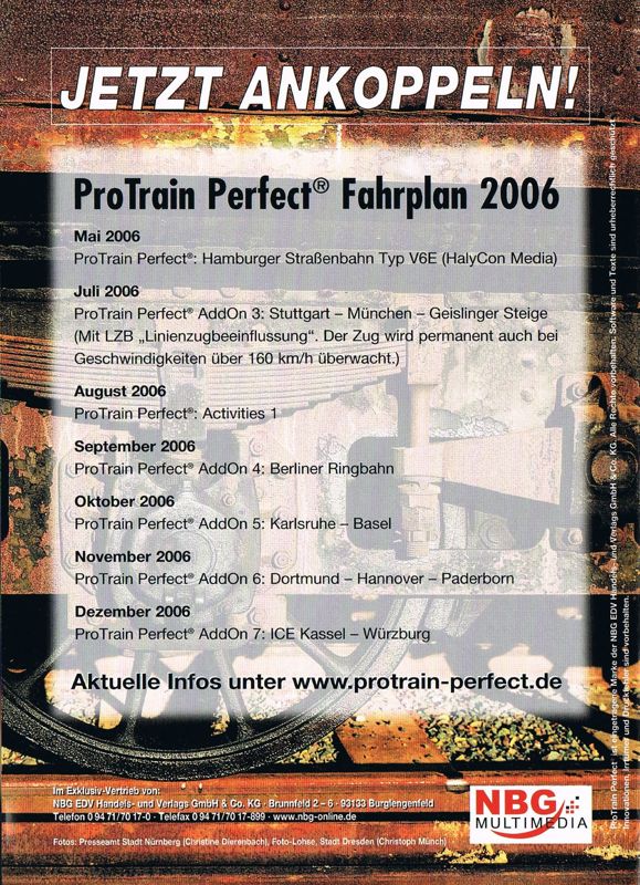 Inside Cover for ProTrain Perfect AddOn 2: Dresden-Nürnberg (Windows): Left Inlay