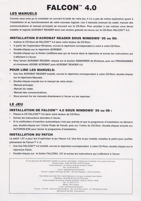 Extras for Falcon 4.0 (Windows) (Collection Classique release (Ubi Soft, 2000)): Front of Flyer (how to find the on-disc manuals)