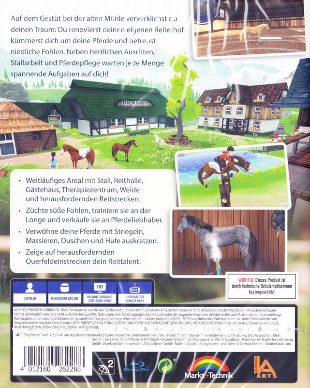 Back Cover for My Riding Stables: Life with Horses (PlayStation 4)