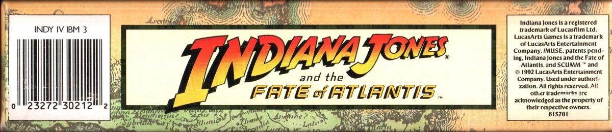 Spine/Sides for Indiana Jones and the Fate of Atlantis (DOS) (3.5'' Floppy Disk release): Bottom