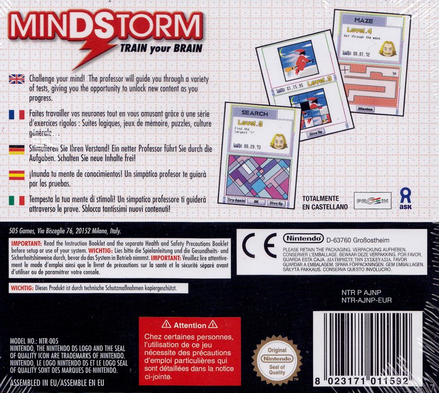 Back Cover for Master Jin Jin's IQ Challenge (Nintendo DS)