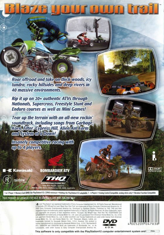 Back Cover for ATV Offroad Fury 2 (PlayStation 2)