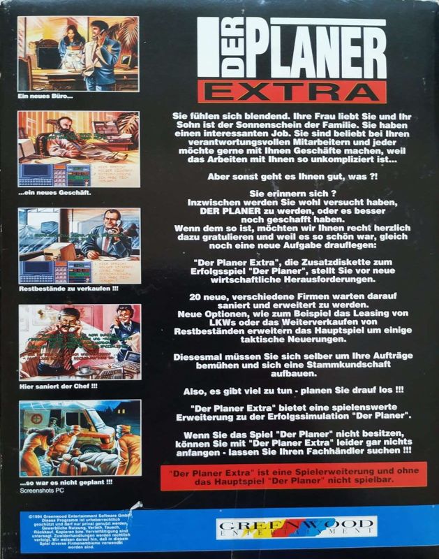 Back Cover for Der Planer: Extra (DOS)