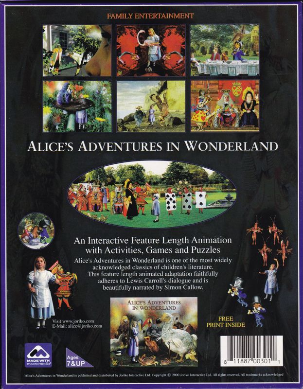 Back Cover for Alice's Adventures in Wonderland (Windows)