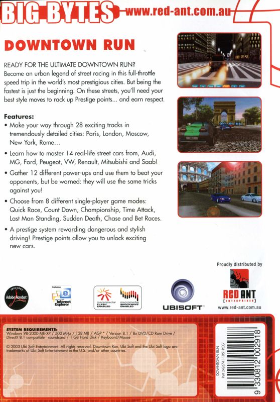 Back Cover for City Racer (Windows) (Big Bytes release)