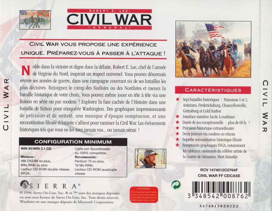 Other for Robert E. Lee: Civil War General (Windows and Windows 3.x): Jewel Case - Full Back Cover