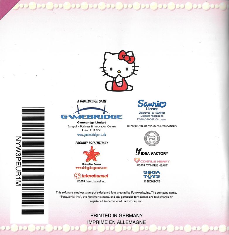Manual for Hello Kitty: Party (Nintendo DS): Back