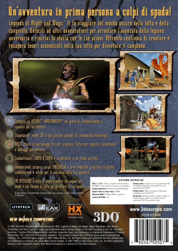 Back Cover for Legends of Might and Magic (Windows)
