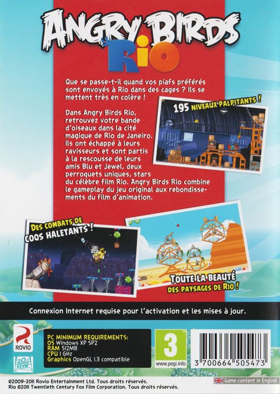 Back Cover for Angry Birds: Rio (Windows)