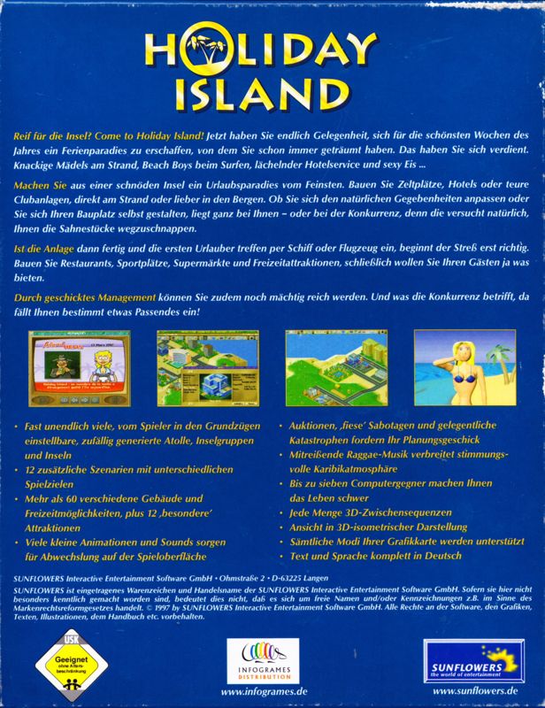 Back Cover for Holiday Island: Erweiterte Version (Windows and Windows 3.x) (Soft Price release)