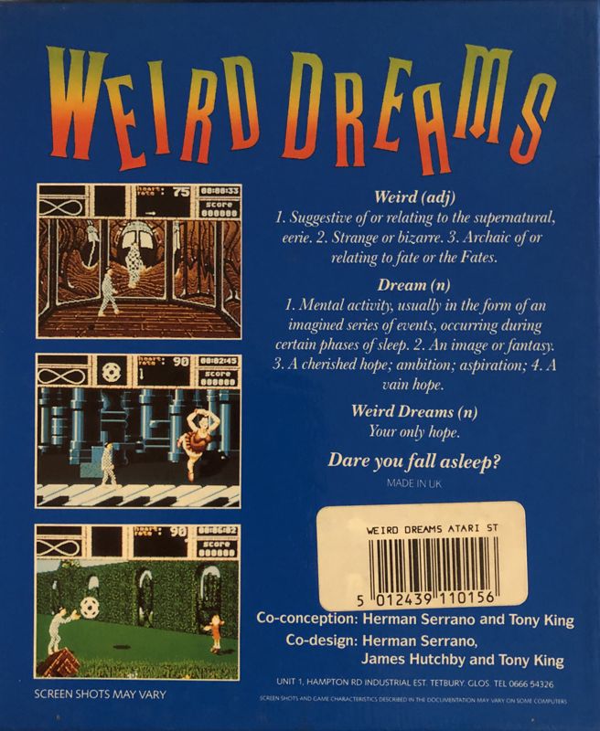 Back Cover for Weird Dreams (Atari ST)