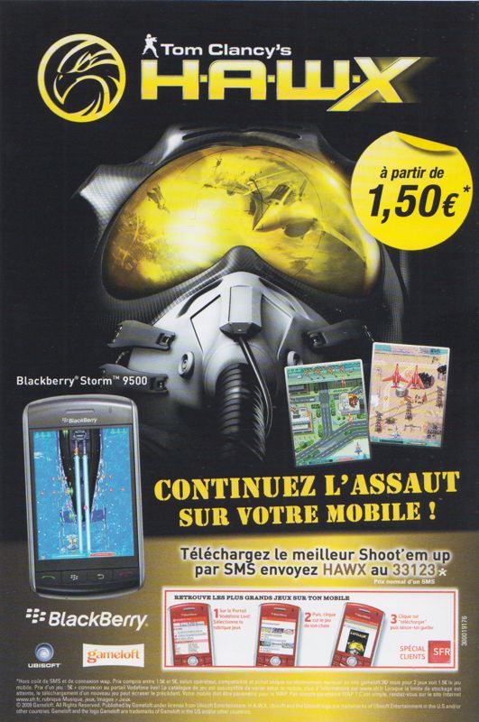 Advertisement for Tom Clancy's H.A.W.X (Windows): for the mobile game - Front