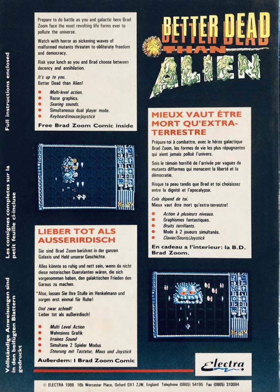 Back Cover for Better Dead Than Alien! (Atari ST)