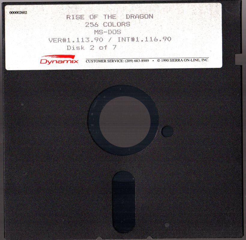 Media for Rise of the Dragon (DOS) (5.25" Disk release (256 Colors version)): Disk 2