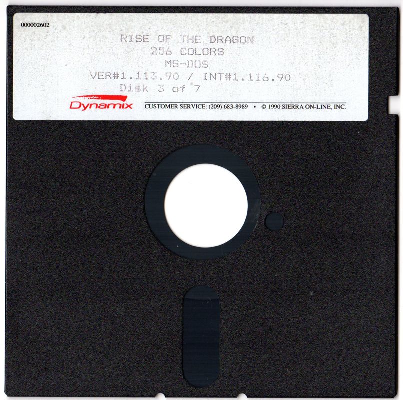Media for Rise of the Dragon (DOS) (5.25" Disk release (256 Colors version)): Disk 3
