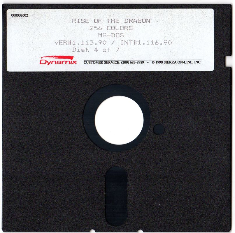 Media for Rise of the Dragon (DOS) (5.25" Disk release (256 Colors version)): Disk 4