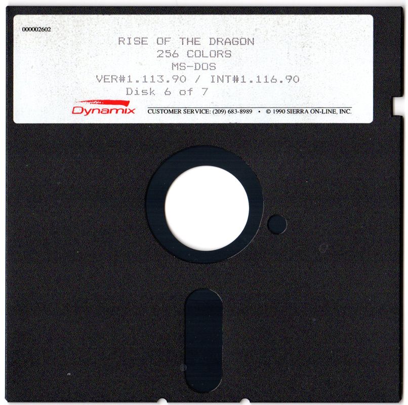 Media for Rise of the Dragon (DOS) (5.25" Disk release (256 Colors version)): Disk 6