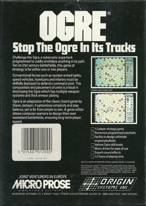 Back Cover for Ogre (Atari ST)