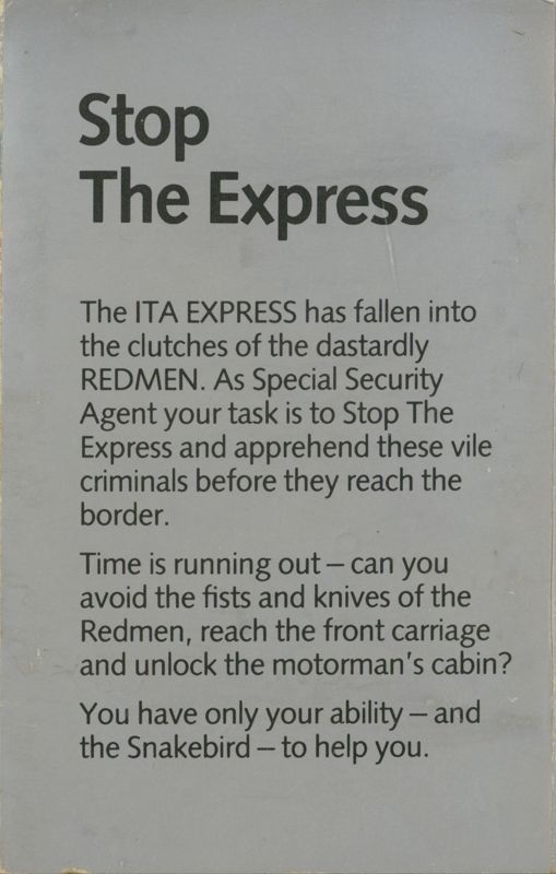Inside Cover for Stop the Express (ZX Spectrum)