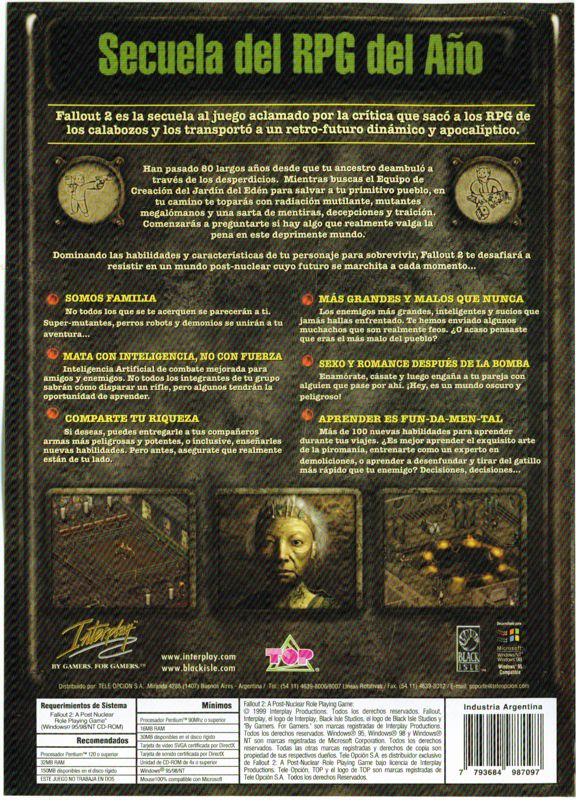 Back Cover for Fallout 2 (Windows) ("Colección 'Juega y Aprende'" release)