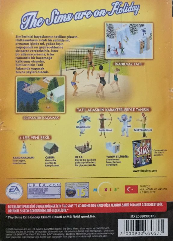 Back Cover for The Sims: Vacation (Windows)