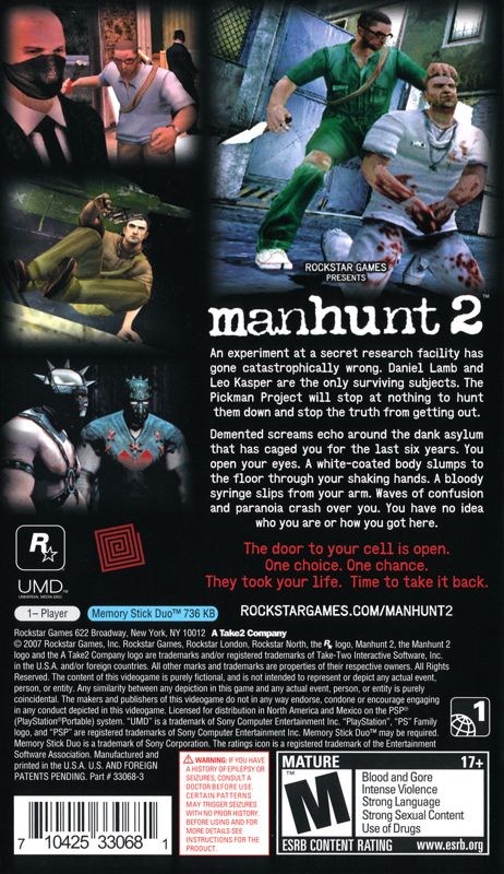 Back Cover for Manhunt 2 (PSP)