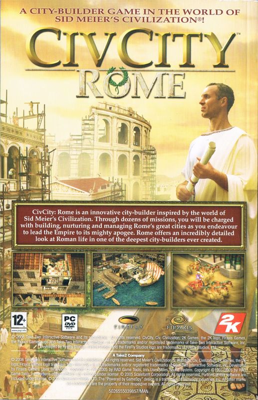 Manual for Sid Meier's Civilization IV: Warlords (Windows): Back - Advert for 'Civ City Rome'