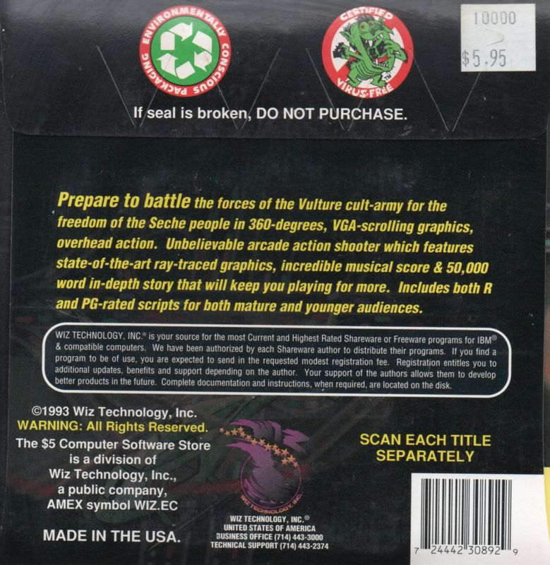 Back Cover for Traffic Department 2192 (DOS) (The 5$ Computer Software 3.5" shareware release)