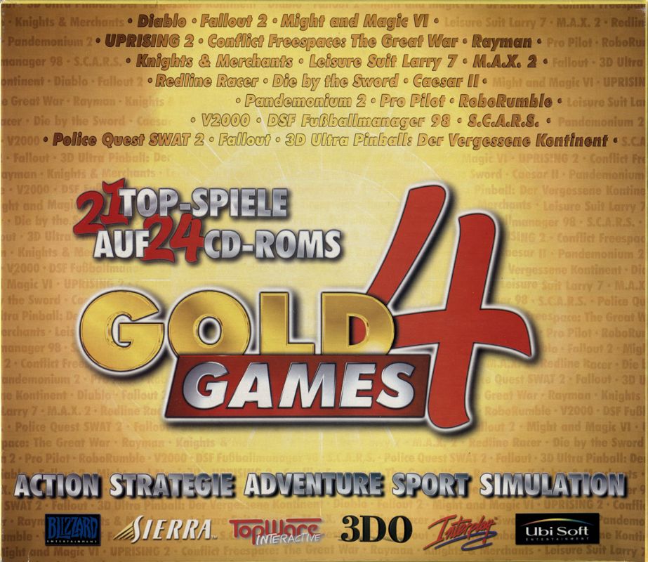 Inside Cover for Gold Games 4 (DOS and Windows and Windows 3.x): Front