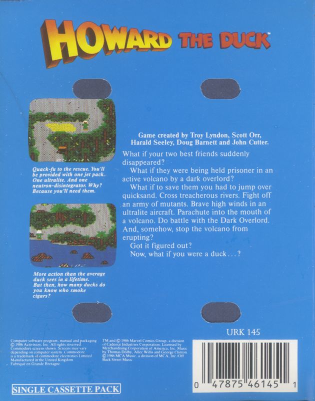 Back Cover for Howard the Duck (ZX Spectrum)