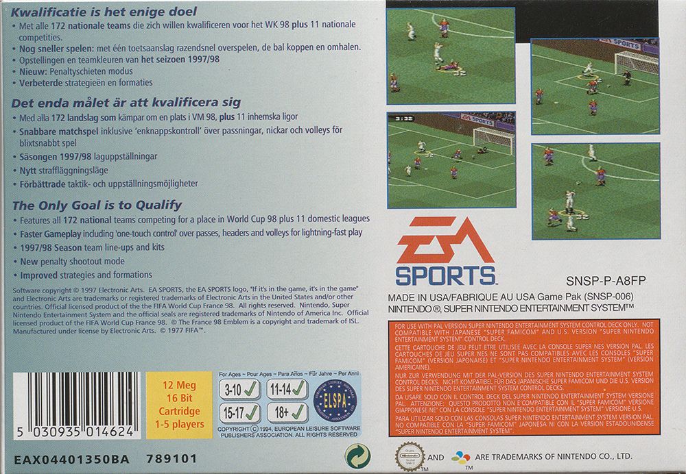 Back Cover for FIFA: Road to World Cup 98 (SNES)