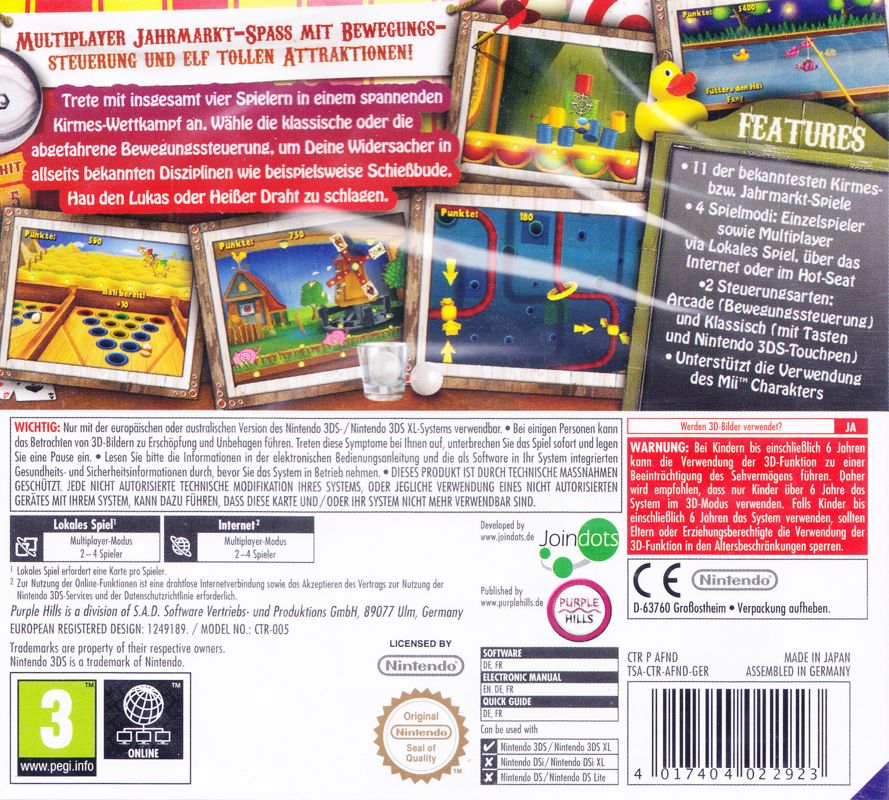 Back Cover for Funfair Party Games (Nintendo 3DS)