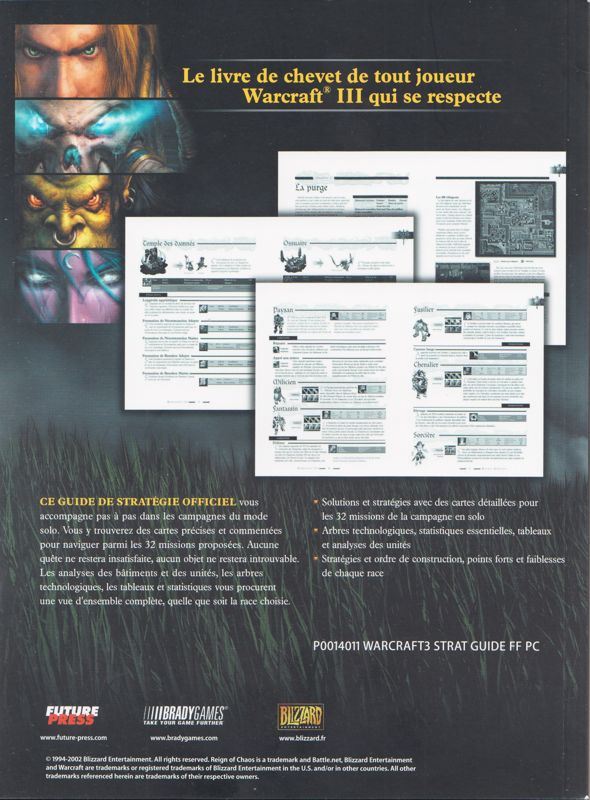 Manual for WarCraft III: Battle Chest (Macintosh and Windows): Reign of Chaos' Prima Guide - Back