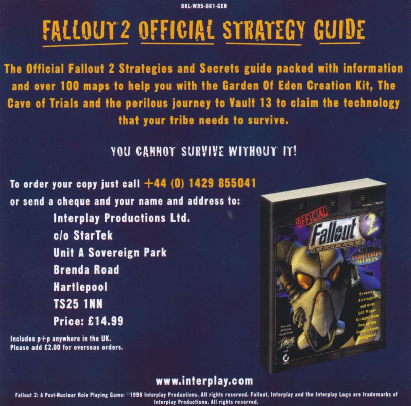 Other for Fallout 2 (Windows): Jewel Case - Inside