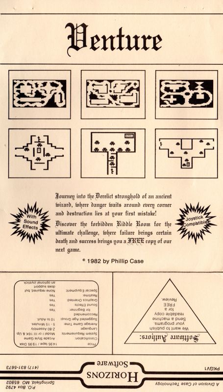 Inside Cover for Venture (TRS-80): unfolded front cover